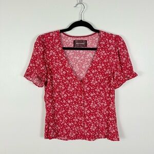Reformation Red Floral Blouse